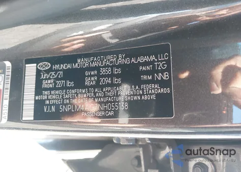2022 Hyundai Elantra Sel z USA, uszkodzony, nr VIN 5NPLM4AG7NH055138